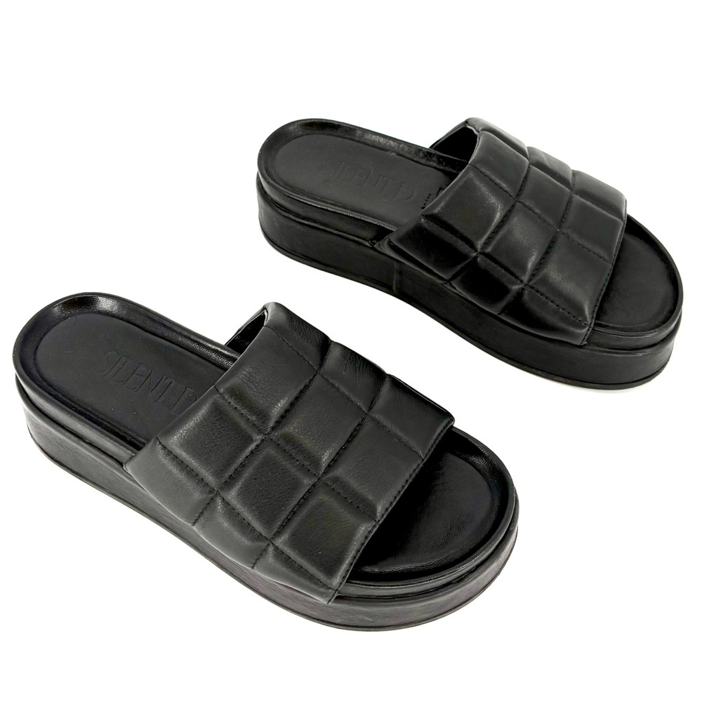SILENT D Black Quilted Puffy Slide - Picture 5 of 16